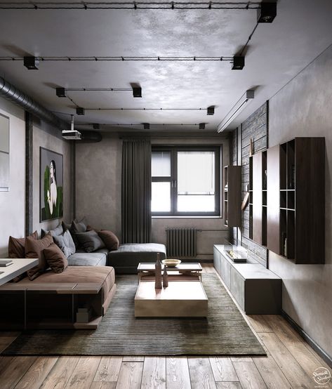 Rustic-Industrial Interior Design Examples www.fiori.com.au modern apartment, apartment living, apartment design ideas Interior Design Examples, Mini Loft, Minimal Interior Design, Loft Interior Design, Industrial Interior Design, Loft Interiors, Appartement Design, 아파트 인테리어, Loft Design