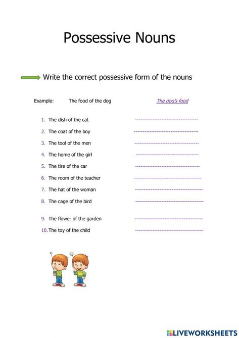 Possessive Nouns Worksheet, Gender In English, S Worksheet, Possessive Noun, Fathers Day Poems, English Grammar Exercises, Possessive Nouns, Worksheets For Grade 3, Nouns Worksheet