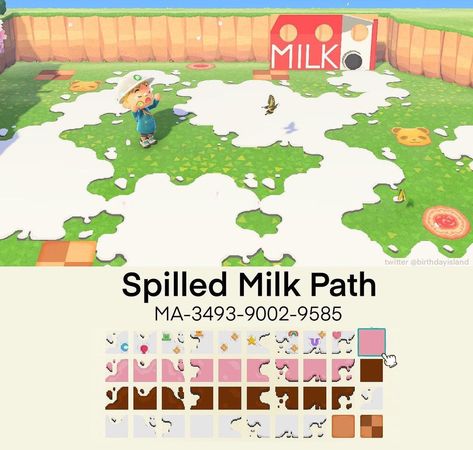 Acnh Food Codes, Kawaii Acnh, Boho Dog Collar, Nintendo Switch Animal Crossing, Pink Island, Spilled Milk, Path Ideas, Acnh Codes, Vintage Halloween Costume