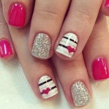 Valentines Nail Art Designs, Valentine Nail, Shellac Manicure, Heart Nail Designs, Valentine Nail Art, Romantic Nails, Nail Designs Valentines, French Nail Designs, Gel Nail Design