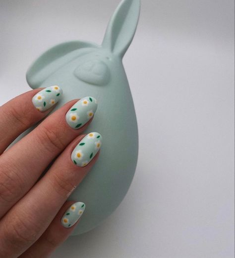 Nail Art Pastel, Spring Acrylic Nails, Green Nail Designs, Cute Spring Nails, Daisy Nails, French Nail, Cute Gel Nails, Short Nail, Nails Spring