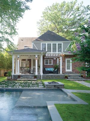 Outdoor Living: Morningside Oasis - Atlanta Magazine Backyard Pool House, Kleiner Pool Design, Indoor Swimming Pool Design, Moderne Pools, Small Pool Design, Backyard Pool Landscaping, Modern Pools, Small Pools, Backyard Pool Designs