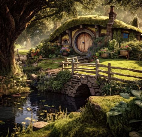 Whimsy Wallpaper, Hobbit Garden, Casa Hobbit, Fairytale House, Storybook Homes, Cozy Homes, Middle Earth Art, Earth Sheltered, Hobbit Hole