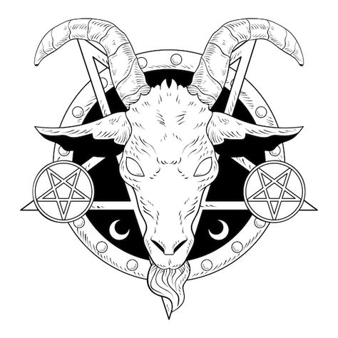 Free vector hand drawn baphomet illustra... | Free Vector #Freepik #freevector #baphomet #demon #occult #illustrations Skull Artwork, Psd Icon, Vector Hand, Free Resources, Psd Files, Vector Photo, Hand Tattoos, Graphic Resources, Hand Drawn