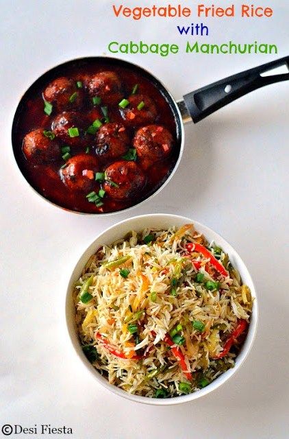 Vegetable Fried Rice with Cabbage Manchurian Fried Rice Manchurian, Fried Rice With Cabbage, Rice With Cabbage, Cabbage Manchurian, Chinese Platter, Asian Stir Fry Recipe, Cafeteria Design, Zesty Chicken, Spicy Gravy