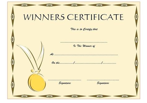 Winner Certificate Template (3) - TEMPLATES EXAMPLE | TEMPLATES EXAMPLE Music Certificate, Funny Awards Certificates, Winner Certificate, Create Certificate, First Place Winner, Funny Awards, Fun Art Ideas, Blank Certificate, Award Template