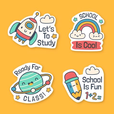 School Stickers Printable, Kids Stickers Printable, Digital Stickers Png, Back To School Stickers, Stickers For School, Back To School Clipart, Sticker Printable, Stickers Png, Canvas Learning