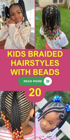 Girls Beaded Hairstyles, Braids And Beads Kids, Toddler Braid Styles With Beads, Braided Kids Hairstyles, Braid Hairstyles For Black Kids, Kid Braid Styles With Beads, Kids Hairstyles With Beads, Toddler Braided Hairstyles With Beads, Black Kids Braids