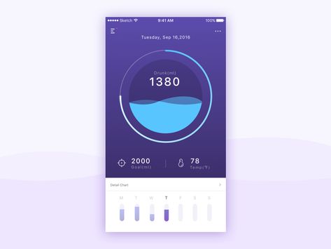 health app Health App Design, Mobile Interface, Mobile Ui Design, App Design Inspiration, Mobile App Ui, Health App, Application Design, Water Level, App Ui Design