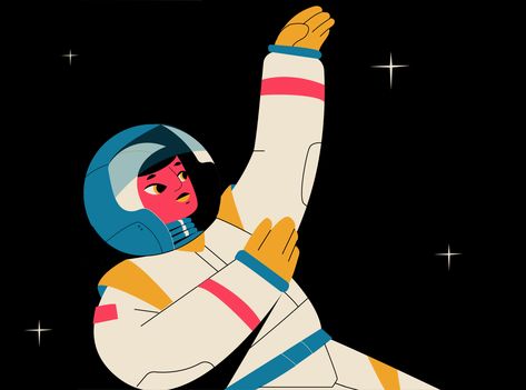 Female Astronaut, Astronaut Illustration, Astronaut Design, Space Illustration, Design Jobs, Flat Illustration, Illustration Character Design, Space Design, Motion Design