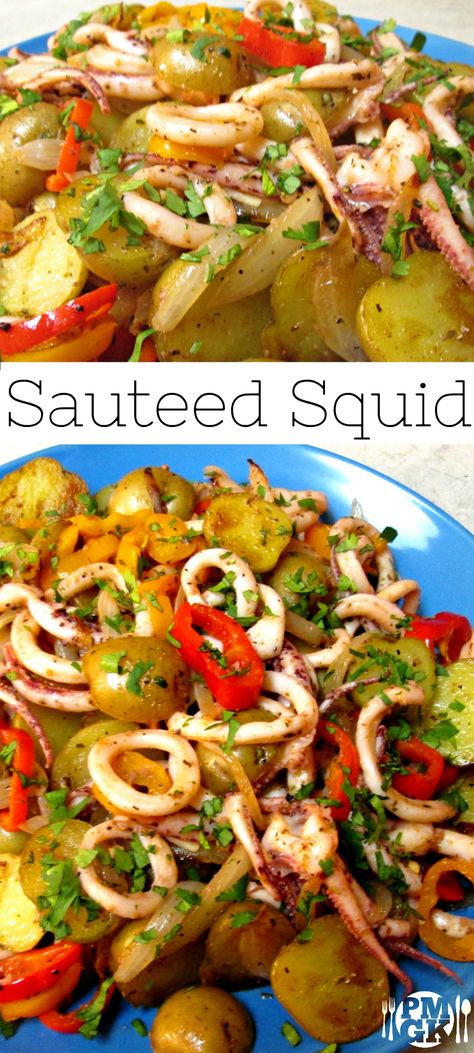 Fresh Squid Recipes, Calamari Dinner Ideas, Italian Squid Recipes, Calamari And Shrimp Recipes, Shrimp And Calamari Recipes, Squid Recipes Indian, Sauteed Calamari Recipes, Sauteed Octopus Recipe, Calamari Recipes Sauteed