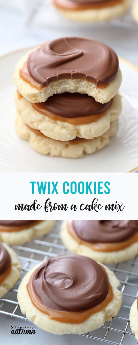 Twix Cupcakes, Twix Cookie, Twix Cake, Modern Homemaker, Lemon Cookies Easy, Sweets Ideas, Cookie Cups Recipe, Sugar Cookie Crust, Carrot Cake Cookies