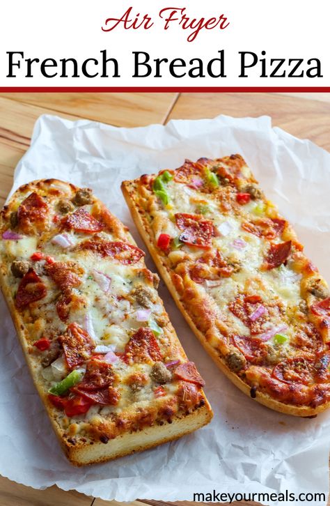 Pizza Airfryer, Air Fryer French Bread Pizza, Air Fryer French Bread, Bread Pizza Recipe, Homemade French Bread, French Bread Recipe, Air Fryer Cooking Times, French Bread Pizza, Air Fried Food