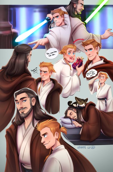 Master And Padawan, Qui Gon, Star Wars Jokes, Star Wars Drawings, Star Wars 2, Star Wars Empire, Star Wars Comics, Star Wars Artwork, Star Wars Fan Art