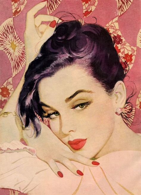 Arte Pulp, Art Amour, Arte Pin Up, Illustration Kunst, Vintage Illustration Art, Retro Kunst, Doll Makeup, 캐릭터 드로잉, Pulp Art