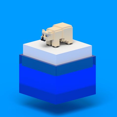 Polar Bear Minecraft Animals, Isometric Pixel, Voxel Art, 3d Pixel, Ideas Minecraft, Low Poly, Polar Bear, Pixel Art, Minecraft