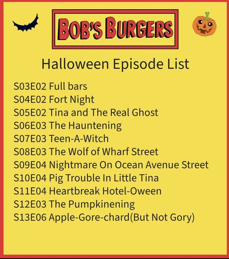 Bobs Burgers Halloween Episode, Bobs Burgers Thanksgiving Episodes, Bobs Burgers Halloween, Fall Episodes, Bob's Burgers Halloween, Bobby Burgers, Bob Burgers, Bobs Burgers Funny, Halloween Movies List