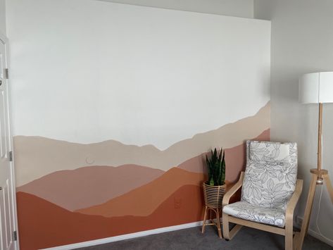 DIY Desert Sunset Mural — paint your very own mural! Desert Sunset Aesthetic Bedroom, Desert Accent Wall, Diy Desert Wall Mural, Desert Sunset Wall Mural, Diy Desert Painting, Desert Kids Room, Desert Mural Nursery, Desert Sunset Mural, Sunset Wall Paint