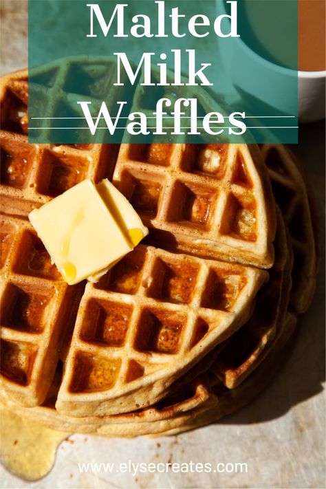 A quick and easy waffle recipe bursting with vanilla flavor. The best part? No stand mixer or waiting required! #quickandeasywaffles #stackofwaffles #breakfastbaking #moodybreakfastphotos #vanillawaffles Malted Waffles, Golden Malted Waffle Recipe, Waffle Flavors, Malted Waffle Recipe, Waffle Batter Recipe, Easy Waffles, Honey Waffles, Malt Recipe, Best Waffle Recipe