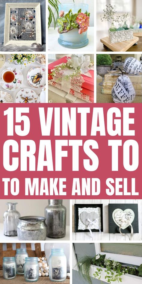 Best vintage crafts to make and sell. How to repurpose vintage items. These retro crafts feature crafts inspired by the 1930s, 1940s and 1950s. Best old jewelry craft ideas. Diy Projects To Make And Sell, Diy Crafts Vintage, Old Jewelry Crafts, Easy Crafts To Sell, Retro Crafts, Cool Wood Projects, Mason Jar Crafts Diy, Cadeau Diy, Resin Craft