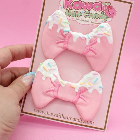 Decoden Frosted Super Cute Kawaii Hair Bows - Etsy Kawaii Hair Clips, Kawaii Hair, Frosted Hair, Hair Bows For Girls, Bows For Girls, Kawaii Hairstyles, Kawaii Accessories, Girl Hair Bows, Kawaii Clothes