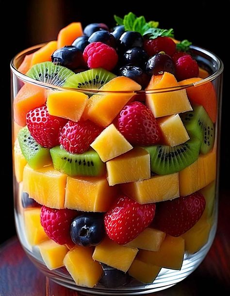 🍓🌈 Dive into a rainbow of flavors with this delicious fruit parfait! Layers of juicy mango, sweet strawberries, tart raspberries, and luscious blueberries come together for a sweet and refreshing treat. Perfect for breakfast, a snack, or dessert! 🍍💚 What's your favorite fruit combo? Share in the comments! 💬 #FruitLover #HealthyEating #summervibes2021 Mango Sweet, Fruit Parfait, Delicious Fruit, Blueberries, A Rainbow, Come Together, Food Art, Strawberries, Tart