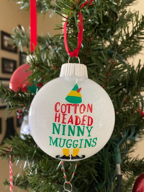 Buddy The Elf Yard Decorations, Christmas Story Ornaments Diy, Buddy The Elf Themed Christmas Tree, Buddy The Elf Ornaments Diy, The Elf Christmas Decorations, Buddy The Elf Ornaments, Elf Themed Christmas Decor, Buddy The Elf Christmas Decorations, Buddy The Elf Christmas Tree