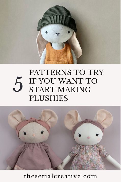 5 Patterns to Try If You Want to Start Making Plushies Simple Stuffies To Sew, Sewing Pattern Stuffed Animal Free, Minky Stuffed Animal Pattern, Snuggle Fabric Projects, Sewing Animal Patterns Free, Sewing Stuffed Animals For Beginners, Easy Sew Animals, Fabric Animals Patterns Free, Easy Toys To Sew