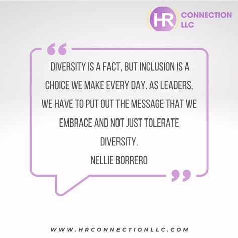 Good Morning ☀️! The quote for today is centered around diversity and inclusion in business and people management. Businesses and specifically people management can play a significant role in this regard by focusing on the diversity and inclusion policies as well as strategies in the workplace. Check out HR Connection LLC for your diversity, equity, and inclusion training and consulting needs. We offer the following services: 🟣HR Consulting & Management 🟡Workforce Group Training 🟣Business Diversity Quotes Workplace, Diversity Quotes Inspiration, Diversity And Inclusion Quotes, Equity Quotes, Diversity Equity And Inclusion Quotes, Inclusion Quotes Special Needs, Quotes On Diversity And Inclusion, Diversity Inclusion Equity, Inclusion In The Workplace