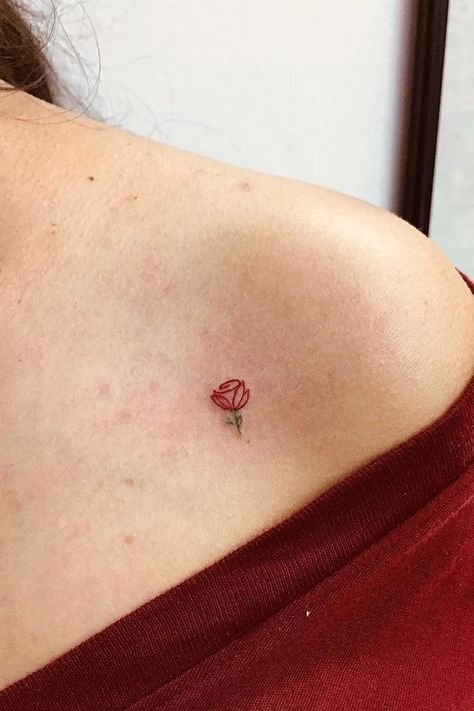 Red Tattoo Ideas, Butterfly Hand Tattoo, Diy Tattoo Permanent, Red Heart Tattoos, Small Girly Tattoos, Rainbow Tattoos, Hidden Tattoos, Red Tattoo, Red Rose Tattoo