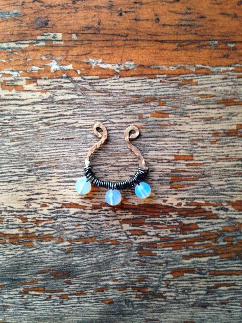 Wrapping Stones, Faux Septum Ring, Crafty Jewelry, Faux Septum, Jewels Diy, Strawberry Moon, Strawberry Moons, Wire Wrapping Stones, Metal Work