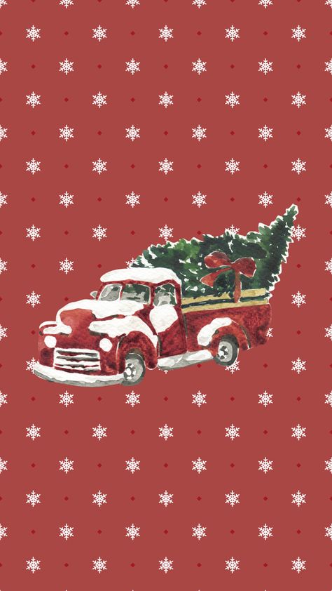 Red Truck Christmas Tree Wallpaper, Christmas Truck Wallpaper, Wallpaper Backgrounds Christmas, Hallway Painting, Christmas Tree Wallpaper Iphone, Christmas Live Wallpaper, Red Truck Christmas Tree, Christmas Phone Backgrounds, Official Wallpaper