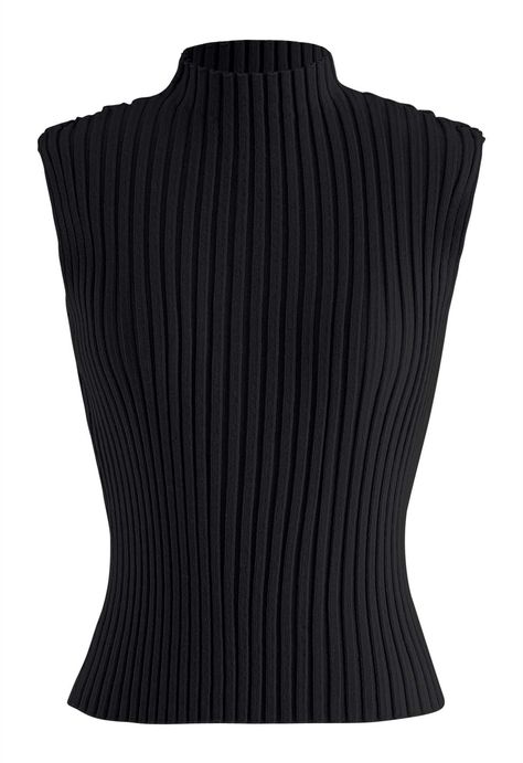 Embrace sleek simplicity with our Mock Neck Sleeveless Rib Knit Top. The minimalist design, featuring a chic mock neck and sleeveless silhouette, exudes modern sophistication. Crafted from a ribbed knit fabric, it provides a flattering and comfortable fit, making it an essential wardrobe staple for any style-conscious individual.      Slim fit  Sleeveless design  Cropped length  Mock neck  Ribbed texture  Knit fabric provides flexibility  Not lined  100% Acrylic  Hand wash cold    size & fit      CM   IN                     Size         Length         Bust         Waist                   S-M         44         50-94         44-80                                    Size         Length         Bust         Waist                   S-M                                           * Our model is 1 Basic Black Top, Sleeveless Knit Top, Rib Knit Top, Led Dress, Ribbed Knit Fabric, Fashion Buyer, Knit Tank Top, Ribbed Top, Knit Tank