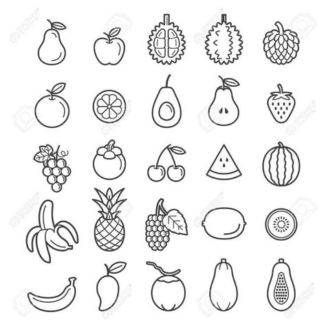 Fruit Tattoo Black And White, Veggies Drawing, Drawing Fruits, Fruits Vector, Fruits Illustration, Fruit Doodle, Fruit Tattoo, Tattoo Black And White, Arte Doodle