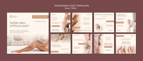 Free PSD | Nature cosmetic template design Laser Clinic, Laser Clinics, Psd Icon, Instagram Beauty, Instagram Post Template, Post Templates, Psd Files, Skin So Soft, Instagram Template