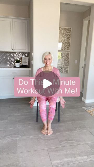 Chair Yoga For Seniors on Instagram: "Do this one minute workout with me. Daily exercises essential for seniors to maintain strength, mobility, and independence, while reducing the risk of chronic diseases and improving overall well-being. Entire outfit is by @lovleilife.  Link is in my bio" Strength Exercises For Seniors, Chair Yoga Exercises For Seniors, Free Yoga Chair Exercises, Senior Yoga Chair Exercises, Chair Exercises For Seniors Over 50, Chair Yoga Free, 28 Day Chair Yoga For Seniors Free, Free Chair Yoga For Seniors, Chair Workout Exercises