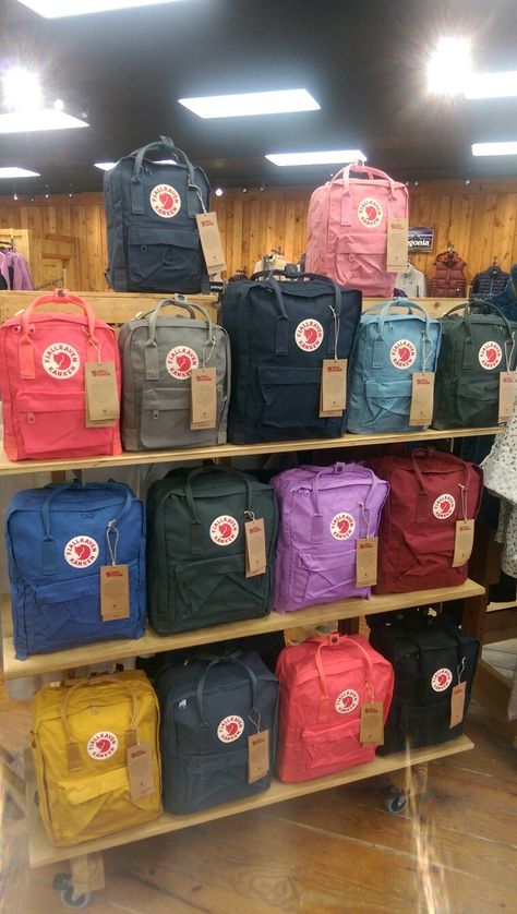 Fjall Raven bags on a 6-way Kanken Backpack Aesthetic, Mochila Fjallraven Kanken, Mochila Nike, Kanken Classic, Backpack Fjallraven, Fjällräven Kånken, Aesthetic Backpack, Cute School Supplies, Cute Backpacks