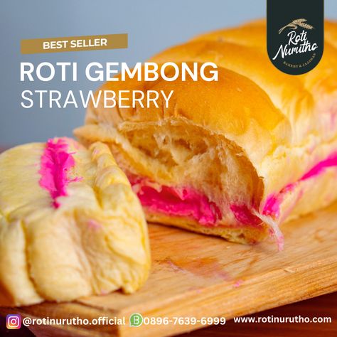 Hallo arek nurutho 🥰 Produk best seller nih, dengan perpaduan roti yang super lembut serta varian rasa strawberry yang menarik membuat si roti gembong menjadi sangat nikmat😍🤤 Diorder yuukk di outlet terdekat kalian🥰 📌 "ROTI NURUTHO" 📍Pacuan kuda No. 1C Petemon Kec,Sawahan https://goo.gl/maps/417gtgZpqn1FQVkk9 ⏰ Setiap hari (07.00 - 22.00 WIB) ☎️ 0896-7639-6999 Cabang : - Roti Nurutho Manukan : Jl. Manukan Dalam 18F No.1 - - Roti Nurutho Kampung Malang : Jl. Lampung Malang Tengah No.16 Malang, Best Seller, No 1