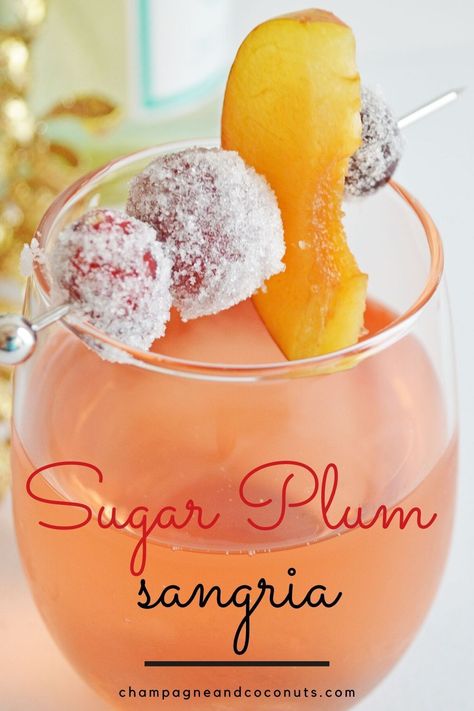 No matter when you serve it, Sugar Plum Fairy Sangria is sure to please. We especially love to serve it during the winter before Christmas whenever it's time to watch the Nutcracker ballet. Made with Moscato wine and fresh (or frozen) plums, it's absolutely delicious. #sugarplumfairy #plum #nutcracker #moscato #wine #winecocktails #plumwine #christmasdrinks #christmas #sangria Sangria Christmas, Mom Drinks, Plum Drink, Plum Dessert, Nutcracker Christmas Party, Christmas Sangria, Sugarplum Fairy, Chocolate Frosty, The Nutcracker Ballet