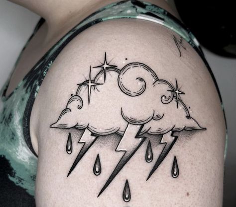 Storm Tattoo For Women Sleeve, Lightening Cloud Tattoo, Storm Tattoo For Women, Lightning Tattoo Ideas, Lightning Tattoos, Lightning Clouds, Cloud Tattoo Design, Storm Tattoo, 2023 Tattoo