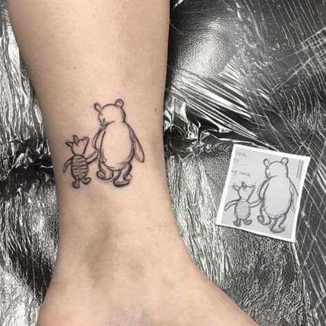 Piglet Tattoo, Matching Disney Tattoos, Winnie The Pooh Tattoo, Pooh Tattoo, Winnie The Pooh Tattoos, Literary Tattoos, Inspiration Tattoos, Bff Tattoos, Tattoo Cover