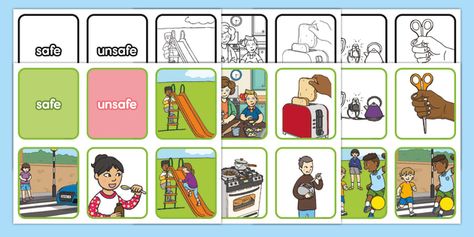 Safe or Unsafe? Worksheets (Teacher-Made) - Twinkl Kindergarten Health, Geometry Math Games, Mindfulness Coloring Pages, Social Emotional Health, Sight Word Spelling, Mindfulness Coloring, Discussion Prompts, Family Communication, Technology Theme