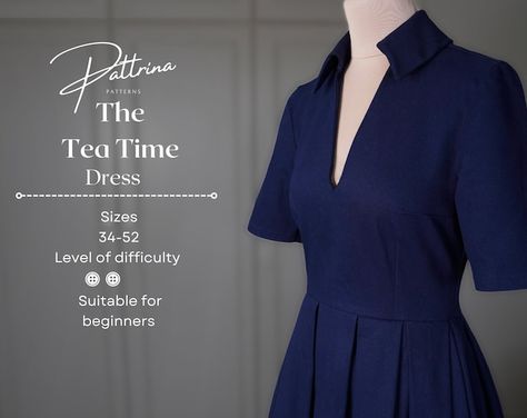 Pattrina - Etsy Sewing Patterns Clothes, Tea Time Dress, Tea Dress Pattern, Fall Sewing Patterns, Wardrobe Overhaul, Fall Sewing, Diy Sewing Clothes, Sheer Material, Cotton Viscose