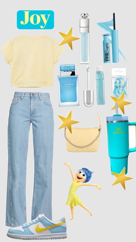 #insideout #Joy #yellow #blue #disney #pixar #disneypixar #outfit #makeup 💙💛 Joy Inside Out Outfit Ideas, Joy Inside Out Aesthetic, Joy Inside Out, Inside Out Emotions, Spirit Week, Disney Trip, Disney Outfits, Disney Trips, Aesthetic Outfits