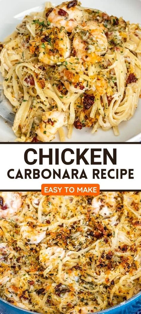 Chicken And Shrimp Carbonara Pasta Olive Garden, Shrimp Chicken Pasta Recipes, Chicken An Shrimp Recipes Dinners, Copycat Olive Garden Chicken Carbonara, Olive Garden Dishes, Olive Garden Chicken And Shrimp Carbonara Copycat Recipe!, Copycat Olive Garden Carbonara, Chicken With Shrimp Recipes, Shrimp And Chicken Recipes Dinners