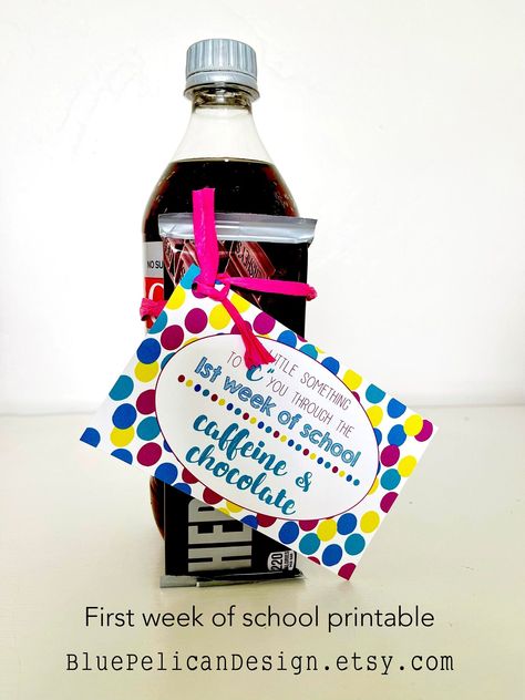 First week of school - 1st week survival tag - Printable chocolate gift tag - Caffeine and Chocolate - Printable Back to School Gift Tag #thriftyfrugalmom #teachergift #teacherappreciation #cheapgifts #teacher #create #students #gifts. Go for more info 👉https://whispers-in-the-wind.com/top-10-graduation-gift-ideas/?teacher503 Chocolate Teacher Gift, Printable Wine Bottle Labels, Student Birthday Gifts, Treat Basket, Student Birthdays, Teacher Gift Tags, First Week Of School, School Printables, School Teacher Gifts