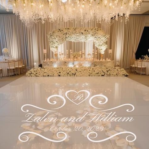 Wedding Dance Floor Decal Personalized Wedding Monogram for Dance Floor or Reception Decor for an indoor reception. A glamorous accent for an winter wedding. Click to start designing your custom floor decal. #partner #weddingdecor #winterwedding #weddingsign As an Amazon affiliate we make commission off qualifying sales. Dance Floor Decal, Wedding Dance Floor, Dance Floor Wedding, 2025 Wedding, Indoor Reception, Floor Decal, Wedding Monogram, Vintage Wedding Decorations, Reception Decor