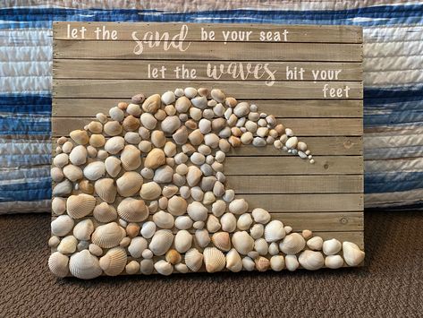 Shells from Holden Beach and Cricut stencil Cricut Stencil, Seashell Gifts, Seashell Art Diy, Beach Crafts Diy, Shell Ideas, Holden Beach, Seashell Wall Art, Seashell Projects, Homemade Art