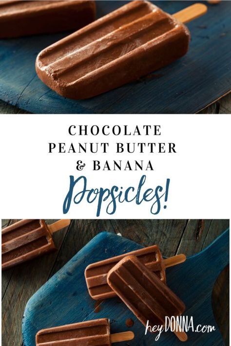 Chocolate Peanut Butter Banana Popsicles Peanut Butter Popsicles, Bar Pictures, Banana Popsicles, Peanut Butter And Banana, Banana Peanut Butter, Dark Chocolate Almonds, 3 Ingredient Recipes, Nursing Homes, Party Food And Drinks