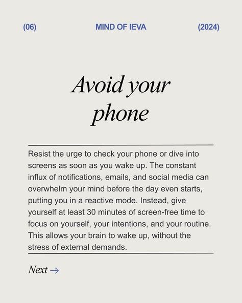 How to Create a Balanced Morning Routine ⬇️ Your morning routine should be the best part of your day ✨ Instead of starting your day feeling behind, create a routine that nourishes your mind, body, and soul. Focus on adding habits that will encourage you to get out of bed. You can turn your mornings into a time that energies you, and sets the tone for a productive day. Swipe 👉🏻 to discover my tips for building a balanced morning routine. I love to give myself plenty of time in the mornin... How To Get Out Of Bed, Feeling Behind, Create A Routine, Morning Routine Productive, Get Out Of Bed, Screen Free, Mind Body And Soul, Productive Day, Getting Out Of Bed